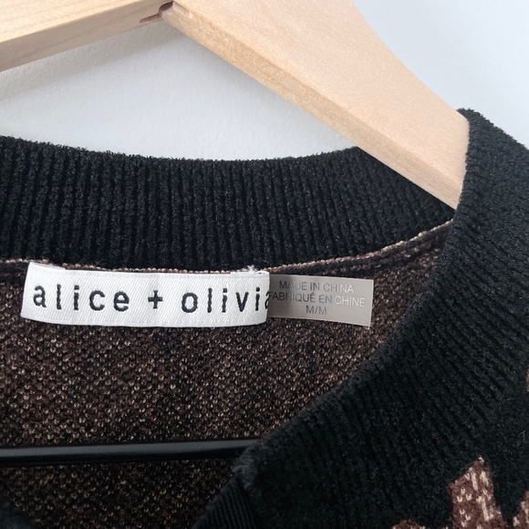 Alice + Olivia Leopard Print Cardigan - Black and Brown - Picture 10 of 13